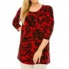 Jostar Women's Stretchy Round Nk Band Tunic Top Quarter Sleeve Print-345BN-QRP1-W173 Quarter Sleeves