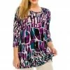 Jostar Women's Stretchy Round Nk Band Tunic Top Quarter Sleeve Print-345BN-QRP1-W195