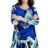 Jostar Women's Stretchy Round Nk Band Tunic Top Quarter Sleeve Print, 345BN-QXP-W037 Tops
