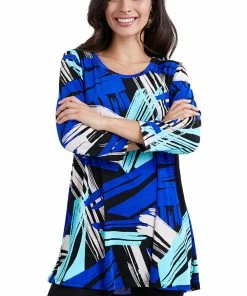 Jostar Women's Stretchy Round Nk Band Tunic Top Quarter Sleeve Print, 345BN-QXP-W037 Tops