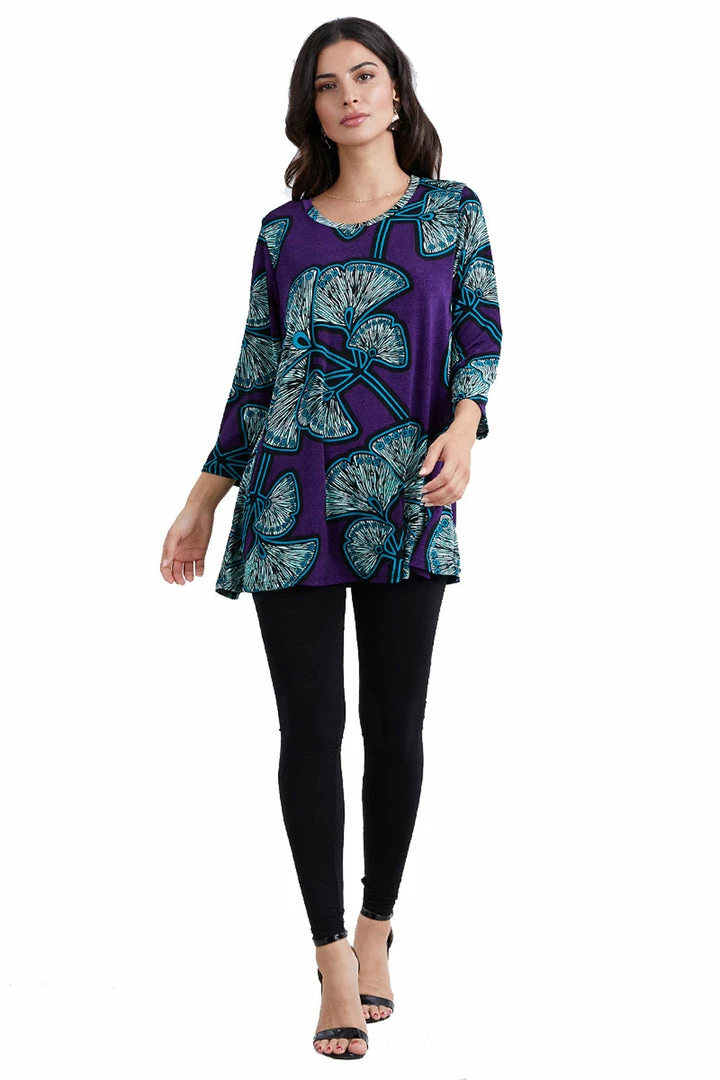 Jostar Women's Stretchy Round Nk Band Tunic Top Quarter Sleeve Print, 345BN-QXP-W076