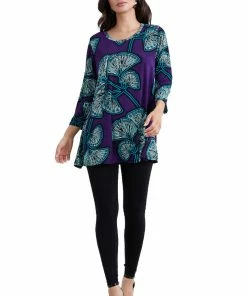 Jostar Women's Stretchy Round Nk Band Tunic Top Quarter Sleeve Print, 345BN-QXP-W076