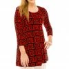 Tops Jostar Women's Stretchy Round Nk Band Tunic Top Quarter Sleeve Print, 345BN-QXP-W187