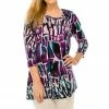 Tops Jostar Women's Stretchy Round Nk Band Tunic Top Quarter Sleeve Print, 345BN-QXP-W195