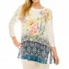 Jostar HIT Round NK Band Tunic Top Quarter Sleeve Rhinestones-345HT-QRU1-R-U183
