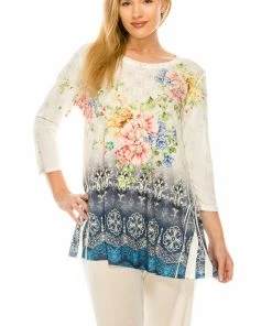 Jostar Women's Round Nk Band Tunic Top Quarter Sleeve Sublimation Plus, 345HT-QXU1-R-U183 Plus Size