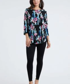 Jostar Women's Stretchy Rounded Bottom Tunic Top Quarter Sleeve Print-346BN-QRP1-W039 Quarter Sleeves