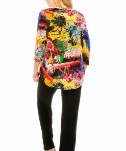 Jostar Women's Stretchy Rounded Bottom Tunic TopQuarter Sleeve Print Plus, 346BN-QXP-W169