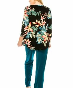 Jostar Women's Stretchy Rounded Bottom Tunic Top Quarter Sleeve Print Plus, 346BN-QXP1-W189 Tops