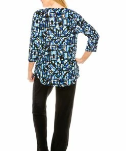 Jostar Women's Stretchy Rounded Bottom Tunic Top Quarter Sleeve Print Plus, 346BN-QXP-W196 Tops