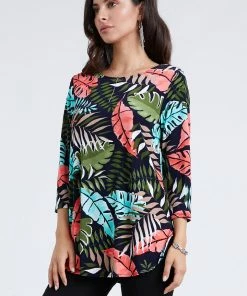 Tops Jostar Women's Stretchy Rounded Bottom Tunic TopQuarter Sleeve Print Plus, 346BN-QXP-W212