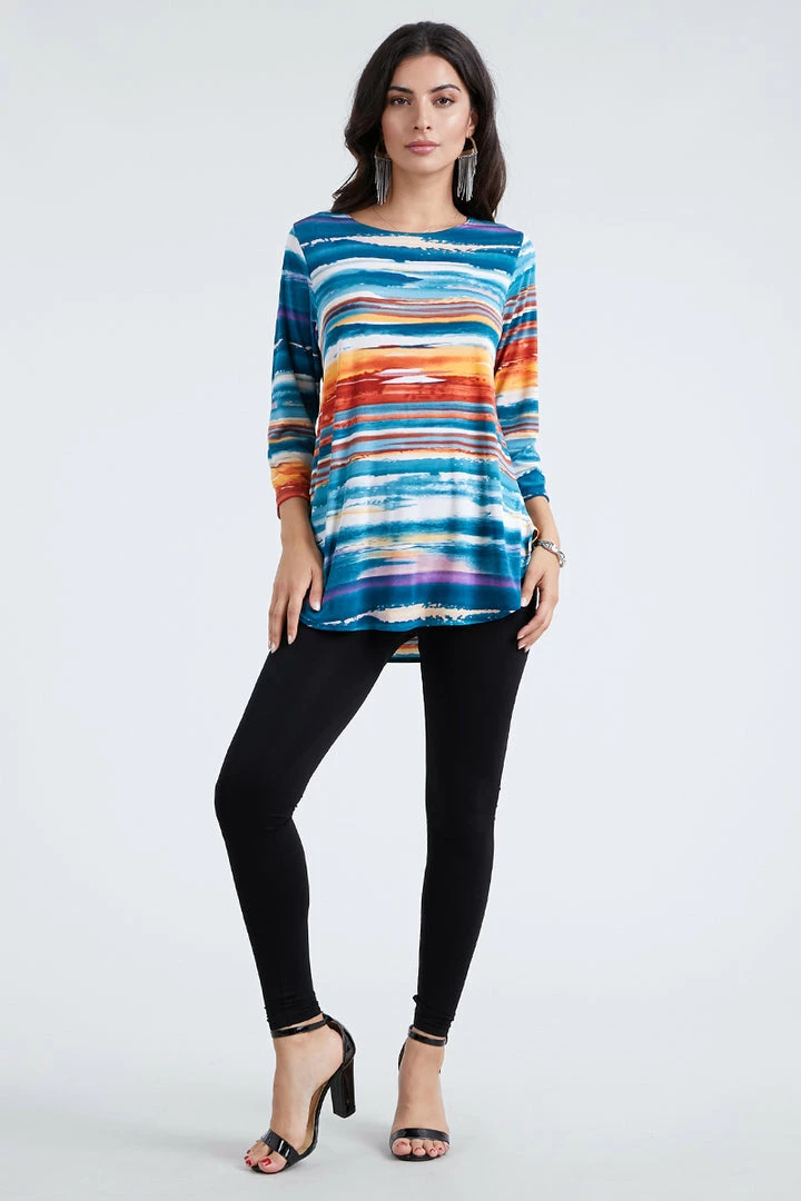 Jostar Women's Stretchy Rounded Bottom Tunic Top Quarter Sleeve Print-346BN-QRP1-W213