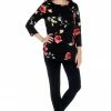 Quarter Sleeves Jostar Women's Stretchy Rounded Bottom Tunic Top Quarter Sleeve Print-346BN-QRP1-W215
