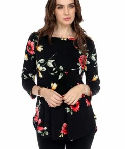 Tops Jostar Women's Stretchy Rounded Bottom Tunic Top Quarter Sleeve Print Plus, 346BN-QXP1-W215