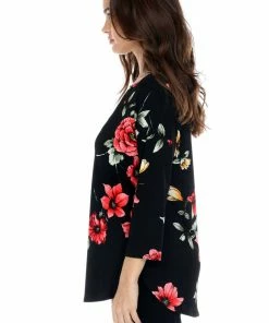 Tops Jostar Women's Stretchy Rounded Bottom Tunic Top Quarter Sleeve Print Plus, 346BN-QXP1-W215