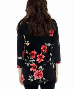 Quarter Sleeves Jostar Women's Stretchy Rounded Bottom Tunic Top Quarter Sleeve Print-346BN-QRP1-W215