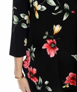 Quarter Sleeves Jostar Women's Stretchy Rounded Bottom Tunic Top Quarter Sleeve Print-346BN-QRP1-W215