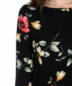 Quarter Sleeves Jostar Women's Stretchy Rounded Bottom Tunic Top Quarter Sleeve Print-346BN-QRP1-W215