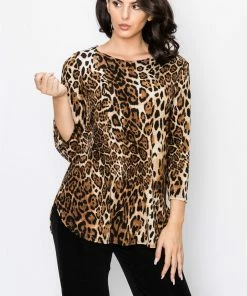 Tops Jostar Women's Stretchy Rounded Bottom Tunic Top Quarter Sleeve Print Plus, 346BN-QXP1-W757