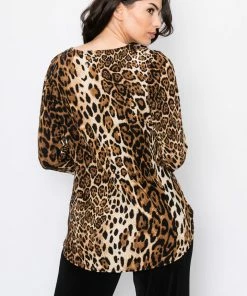 Quarter Sleeves Jostar Women's Stretchy Rounded Bottom Tunic Top Quarter Sleeve Print-346BN-QRP1-W757