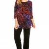 Jostar Women's Stretchy Rounded Bottom Tunic Top Quarter Sleeve Print-346BN-QRP1-W001 Quarter Sleeves