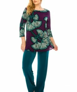 Quarter Sleeves Jostar Women's Stretchy Rounded Bottom Tunic Top Quarter Sleeve Print-346BN-QRP1-W076