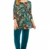 Quarter Sleeves Jostar Women's Stretchy Rounded Bottom Tunic Top Quarter Sleeve Print-346BN-QRP1-W167