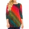 Quarter Sleeves Jostar Women's Stretchy Rounded Bottom Tunic Top Quarter Sleeve Print-346BN-QRP1-W182