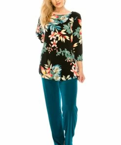 Jostar Women's Stretchy Rounded Bottom Tunic Top Quarter Sleeve Print-346BN-QRP1-W189