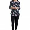 Jostar Women's Stretchy Rounded Bottom Tunic Top Quarter Sleeve Print-346BN-QRP1-W211 Quarter Sleeves