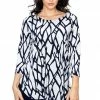 Jostar Women's Stretchy Rounded Bottom Tunic Top Quarter Sleeve Print-346BN-QRP1-W225 Quarter Sleeves