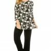 Jostar Women's Stretchy Rounded Bottom Tunic TopQuarter Sleeve Print Plus, 346BN-QXP-W005 Quarter Sleeves