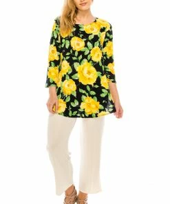Jostar Women's Stretchy Rounded Bottom Tunic TopQuarter Sleeve Print Plus, 346BN-QXP-W020