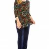 Jostar Women's Stretchy Rounded Bottom Tunic TopQuarter Sleeve Print Plus, 346BN-QXP-W070 Tops