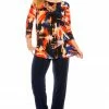Jostar Women's Stretchy Rounded Bottom Tunic Top Quarter Sleeve Print Plus, 346BN-QXP-W082 Tops