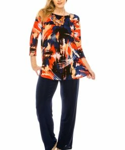 Jostar Women's Stretchy Rounded Bottom Tunic Top Quarter Sleeve Print Plus, 346BN-QXP-W082 Tops
