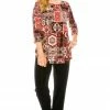 Jostar Women's Stretchy Rounded Bottom Tunic TopQuarter Sleeve Print Plus, 346BN-QXP-W166 Tops