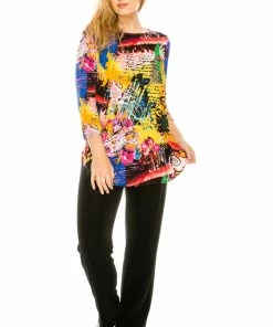 Jostar Women's Stretchy Rounded Bottom Tunic TopQuarter Sleeve Print Plus, 346BN-QXP-W169