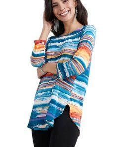 Jostar Women's Stretchy Rounded Bottom Tunic TopQuarter Sleeve Print Plus, 346BN-QXP-W213