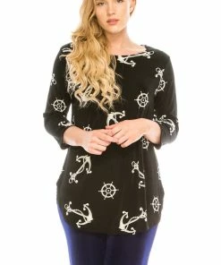 Tops Jostar Women's Stretchy Rounded Bottom Tunic TopQuarter Sleeve Print Plus, 346BN-QXP-W981