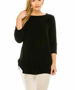 Jostar Women's Stretchy Rounded Bottom Tunic Top Quarter Sleeves Plus, 346BN-QX Plus Size