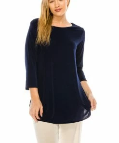 Jostar Women's Stretchy Rounded Bottom Tunic Top Quarter Sleeves Plus, 346BN-QX Plus Size