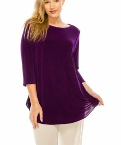 Jostar Women's Stretchy Rounded Bottom Tunic Top Quarter Sleeves Plus, 346BN-QX Plus Size