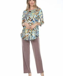 Jostar HIT Rounded Bottom Tunic Top Quarter Sleeve Print-346HT-QRP1-F020 Quarter Sleeves