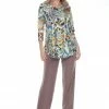 Jostar HIT Rounded Bottom Tunic Top Quarter Sleeve Print-346HT-QRP1-F020 Quarter Sleeves