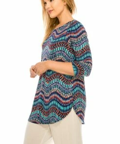 Jostar HIT Rounded Bottom Tunic Top Quarter Sleeve Print-346HT-QRP1-W191