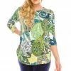Jostar Women's HIT Rounded Bottom Tunic TopQuarter Sleeve Print Plus, 346HT-QXP1-W199