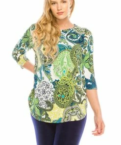 Jostar Women's HIT Rounded Bottom Tunic TopQuarter Sleeve Print Plus, 346HT-QXP1-W199