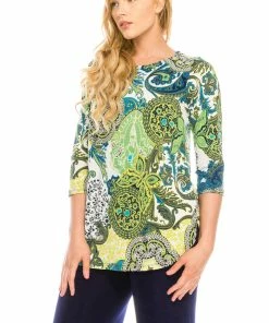 Jostar Women's HIT Rounded Bottom Tunic TopQuarter Sleeve Print Plus, 346HT-QXP1-W199