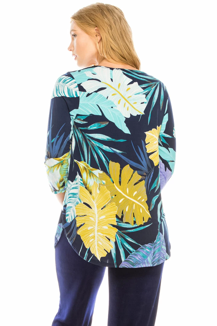 Jostar Online Jostar Women's HIT Rounded Bottom Tunic TopQuarter Sleeve Print Plus, 346HT-QXP1-W200 Tops